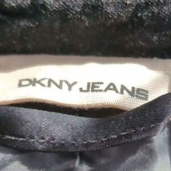 DKNY black cotton velvet frilly blazer size  S slim fit ribbon tie - Picture 8 of 9